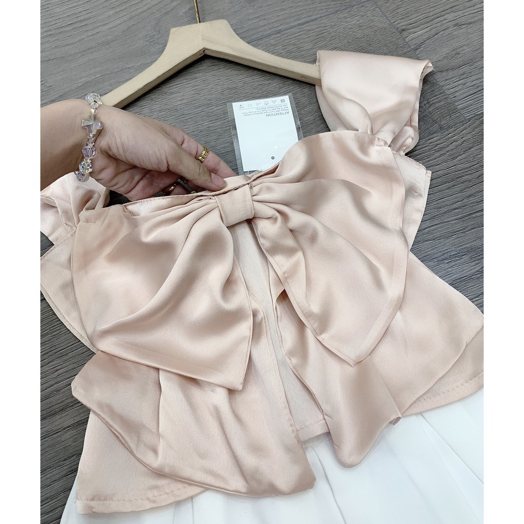 Set Áo Nơ Hồng Mix Chân Váy Xếp Li Xòe Xinh Xắn | BigBuy360 - bigbuy360.vn