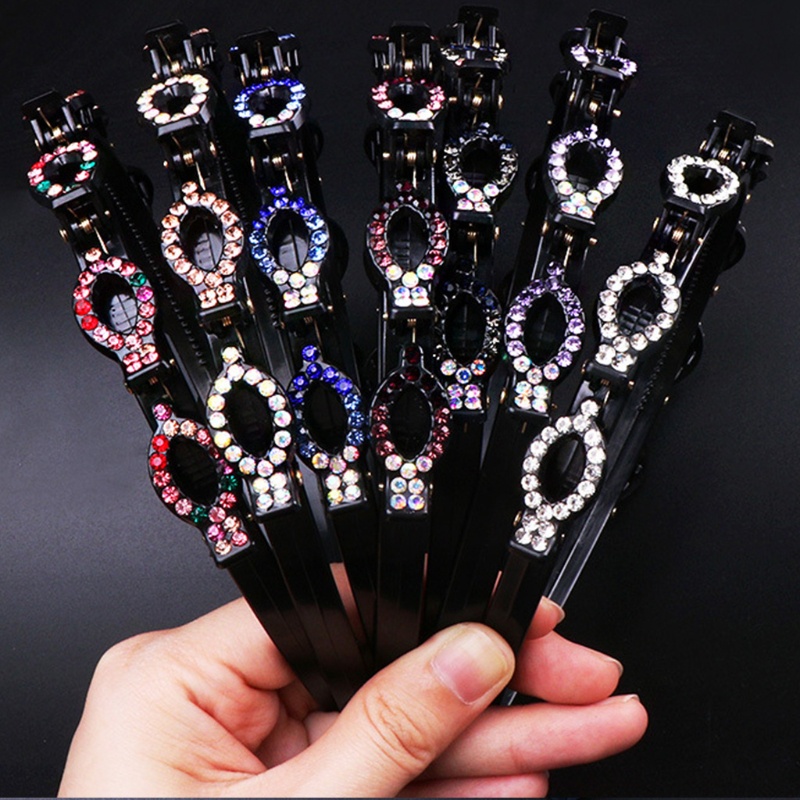 Băng Đô Cài Tóc Dạng Bện Hai Lớp Đính Đá