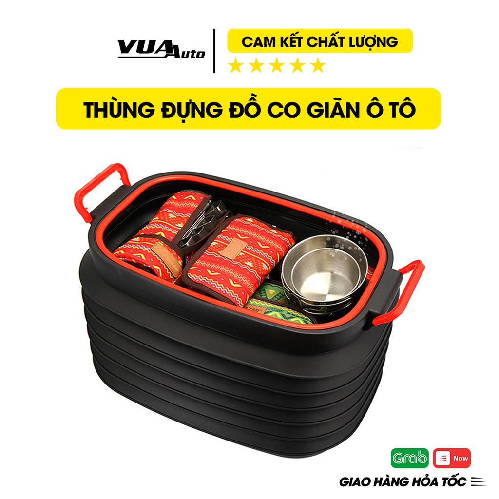 Thùng đựng đồ ô tô co giãn VuaAuto 40 lít, thùng đựng đồ gấp gọn để cốp xe ô tô tiện lợi, bền đẹp tiết kiệm không gian