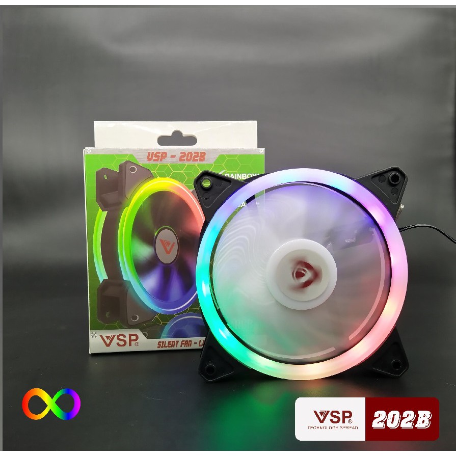 Fan Case V202B LED RGB (12cm) - Gắn Trực tiếp lên Nguồn / Tự Chuyển màu RGB