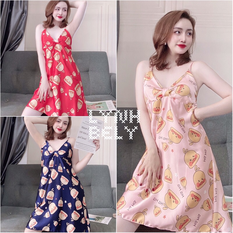 🐥ĐẦM NGỦ SATIN HÌNH GÀ CON CÓ MÚT🐥