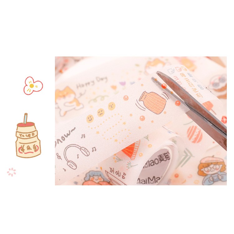 Băng Keo Washi Tape PVC Kim Tuyến Dán Trang Trí Hoạt Hình Glitter Cute | WS019