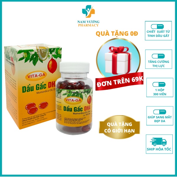 VITAGA Dầu Gấc DHA - Chiết xuất từ tinh dầu gấc, Tăng Cường Thị Lực - Giúp sáng mắt, đẹp da - Hôp 100 viên
