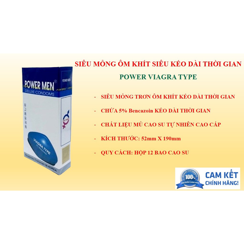 [ COMBO SIÊU RẺ ] - COMBO 2 hộp Bao cao su PowerMen Viagra, siêu mỏng, kéo dài thời gian, ôm khít - 24 cái