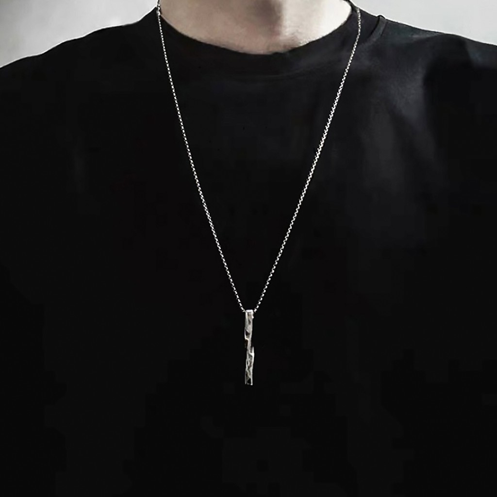 Dây Chuyền Nam Nữ Unisex Basic Veins Brick Asta Accessories Hình Khối Xoắn Màu Bạc Đẹp - Vòng Cổ Chất Hàn Quốc Titan