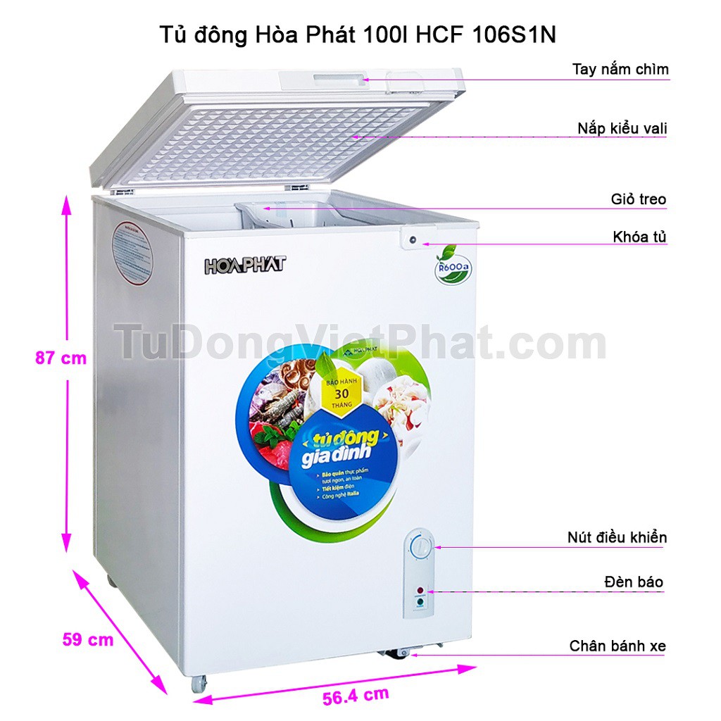 Tủ đông mini Hòa Phát 100l HCF 106S1N