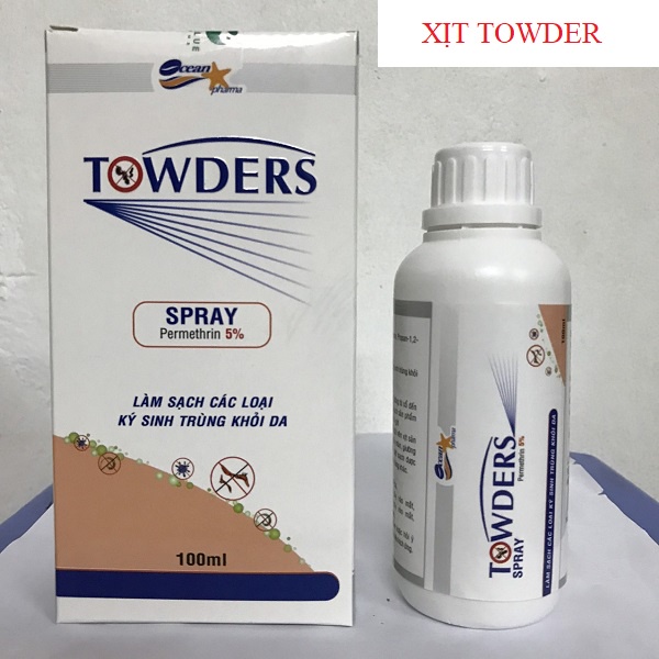 TOWDERS SPRAY - xịt towders làm sạch kí sinh trùng khỏi da chai 100ml