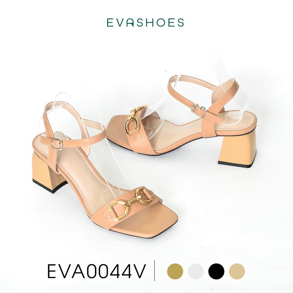 Dép sandal nữ quai ngang phối khóa đế vuông Evashoes Eva0044V