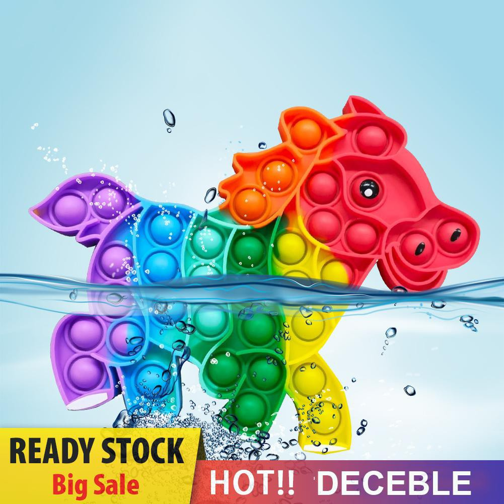 Pop It Fidget Đồ chơi Silicone Cartoon Horse Push Bubble Anti Stress Fidget Sensory Đồ chơis Rainbow
