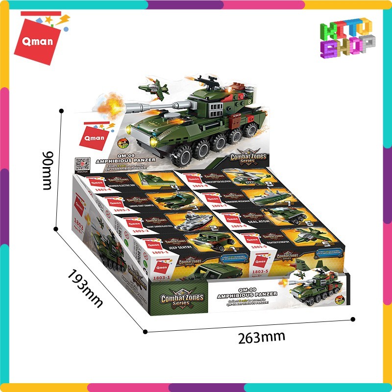 Đồ Chơi Xếp Hình Thông Minh Lego Qman 1803  - Xe Tăng Chiến Xa Lội Nước 361 Chi Tiết Cho Trẻ Từ 6 Tuổi