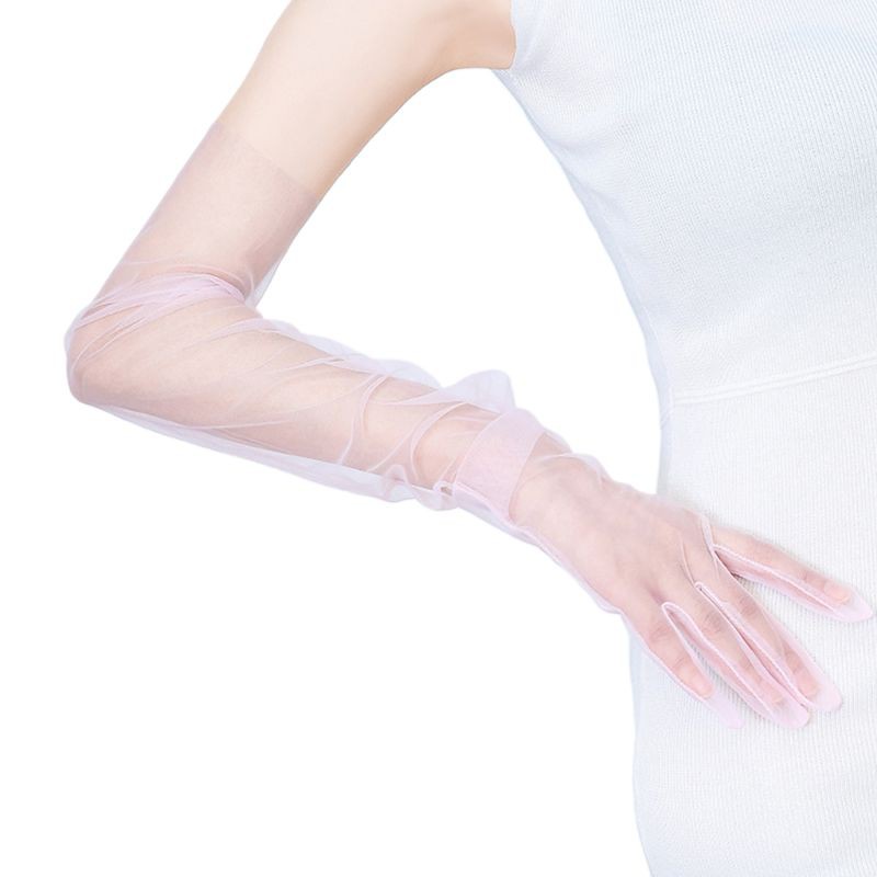 Găng tay vải tuyn màu trơn phong cách vintage thời trang cho nữ