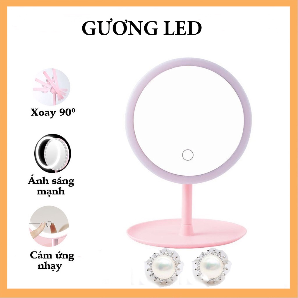 Gương để bàn trang điểm có ĐÈN LED, gương đèn LED cảm ứng cho phái đẹp - HÀNG CÓ SẴN