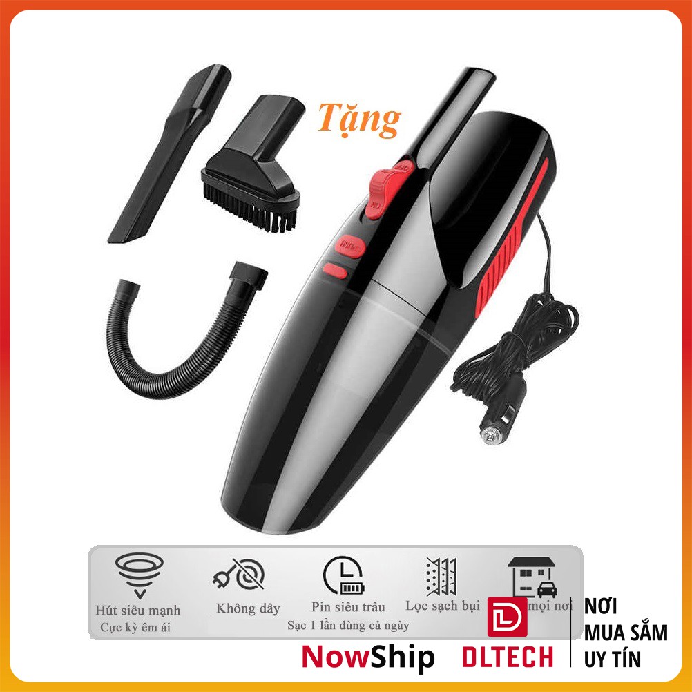 Máy hút bụi ô tô cầm tay KHÔNG DÂY 120W DC12 cao cấp – Công suất cao DL TECH