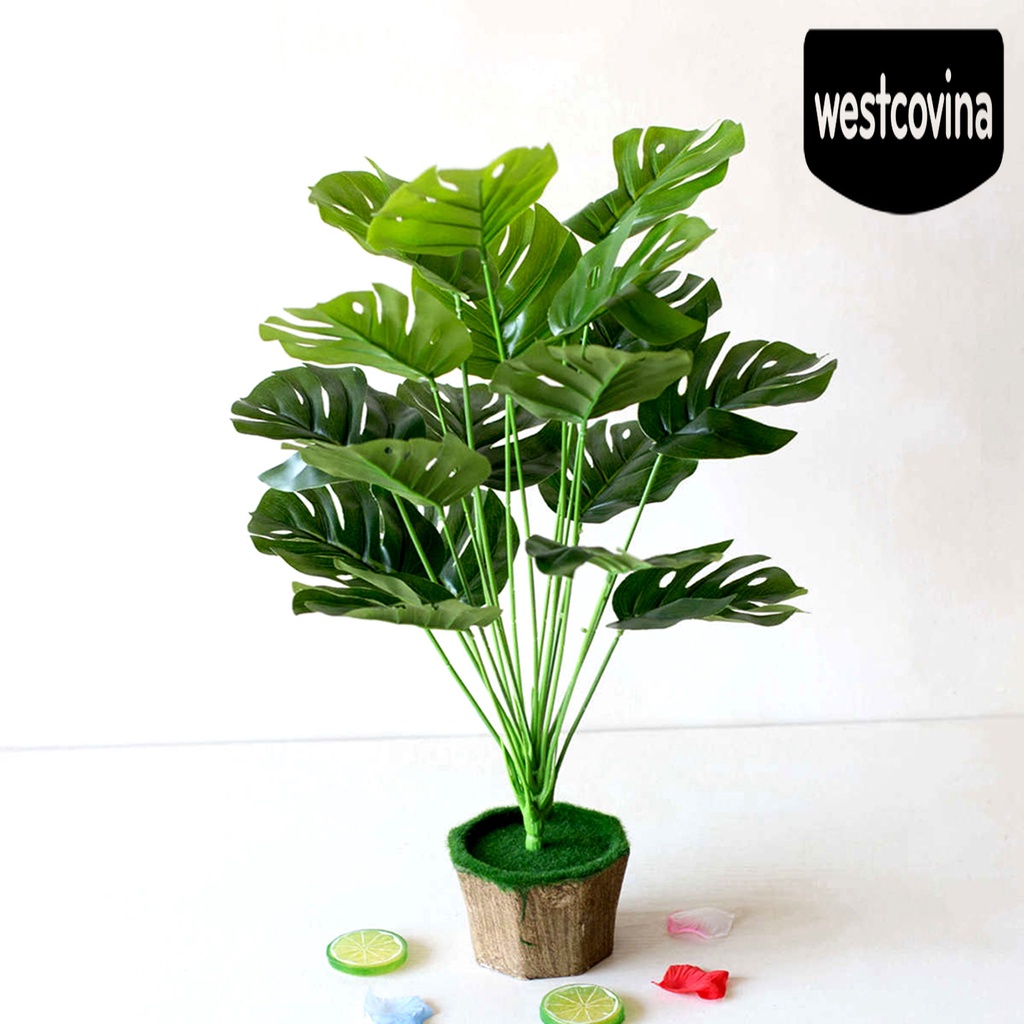 [Hot]☀ 1 Bó Hoa Monstera Giả Bằng Nhựa Màu Xanh Lá Dùng Trang Trí Nhà