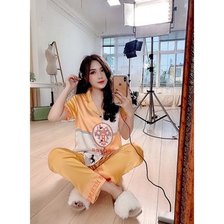 Bộ Pijama lụa thiết kế áo cộc quần dài