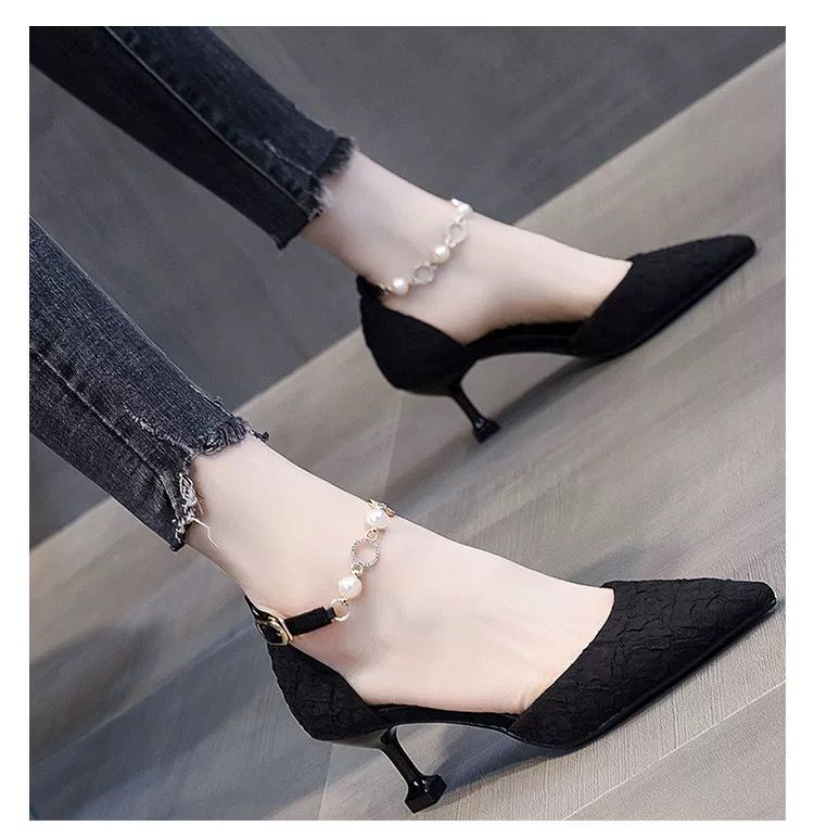 Giày cao gót mũi nhọn cao 5cm có khóa kéo thời trang cho nữ