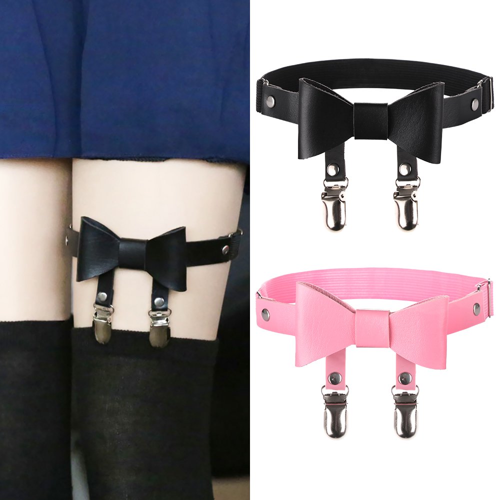 Đai Nịt Bít Tất Co Giãn Đính Nơ Phong Cách Gothic Cho Nữ