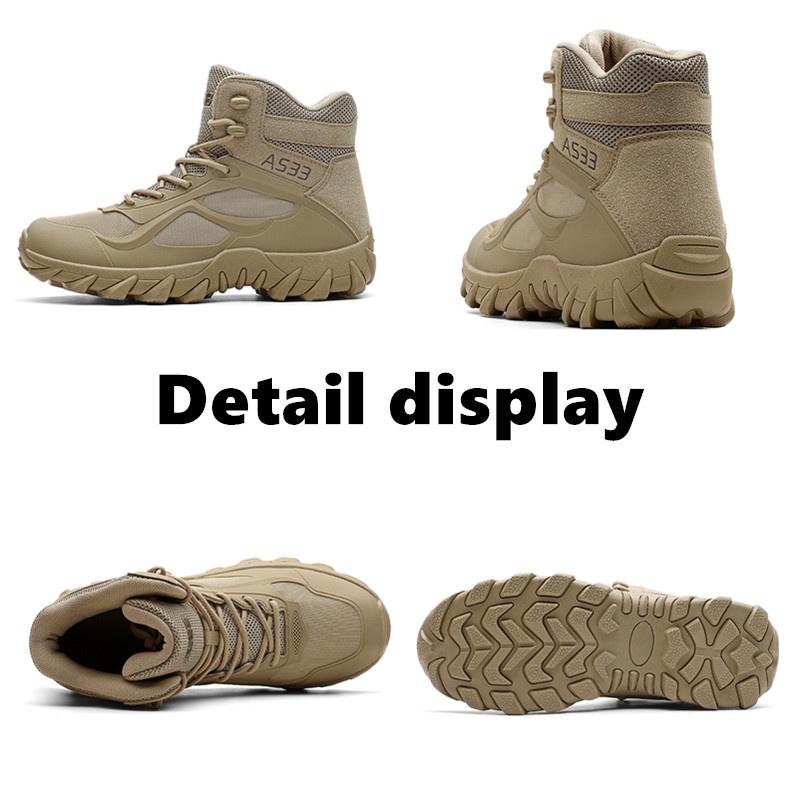 Giày Bốt Leo Núi Chống Trượt Không Thấm Nước Size 38-47 Kiểu Quân Đội Cá Tính Cho Nam