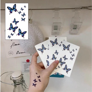 Hình Xăm Dán Tạm Thời Kháng Nước Lâu Trôi Họa Tiết Bướm Xanh Dương Dễ Thương Phong Cách Hàn Quốc