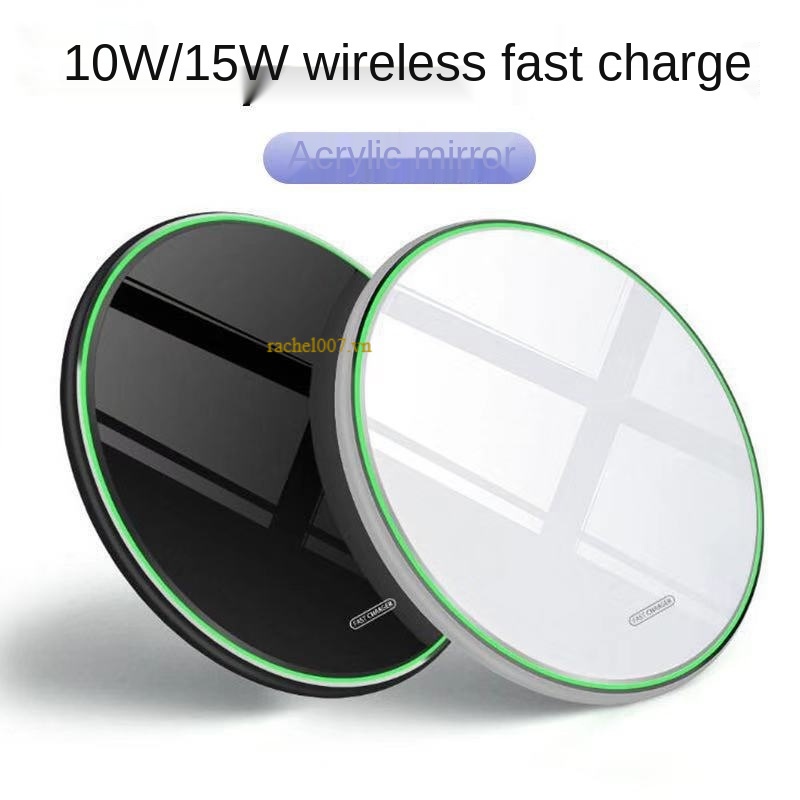 15W mobile phone wireless charger, wireless fast charging, mirror aluminum alloy acrylic, QI 10W wireless charging, suitable for iphone, samsung, xiaomi, oppo, wireless charging pad