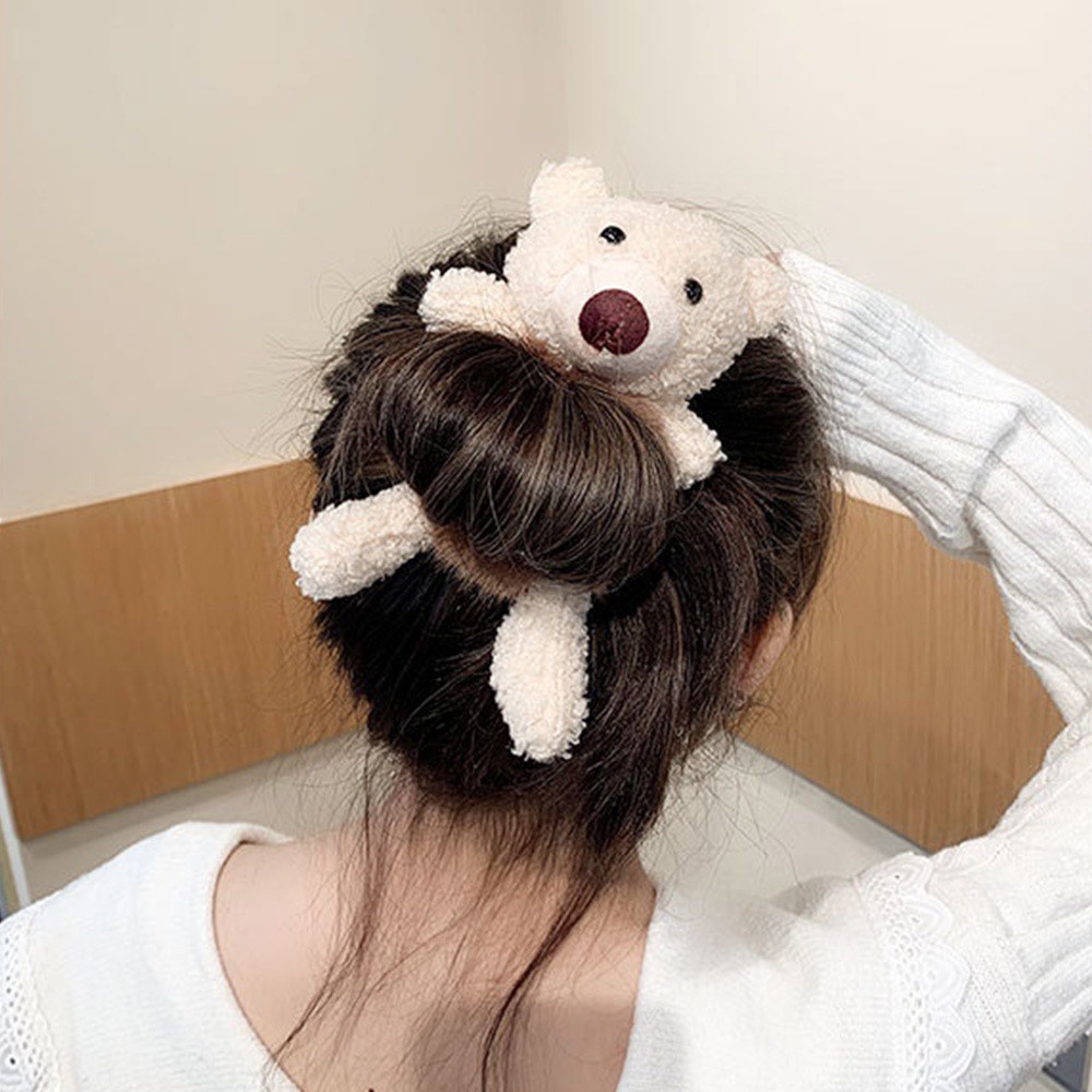 Dây Buộc Tóc Co Giãn Phối Lông Nhiều Màu Sắc Dễ Thương Cho Nữ