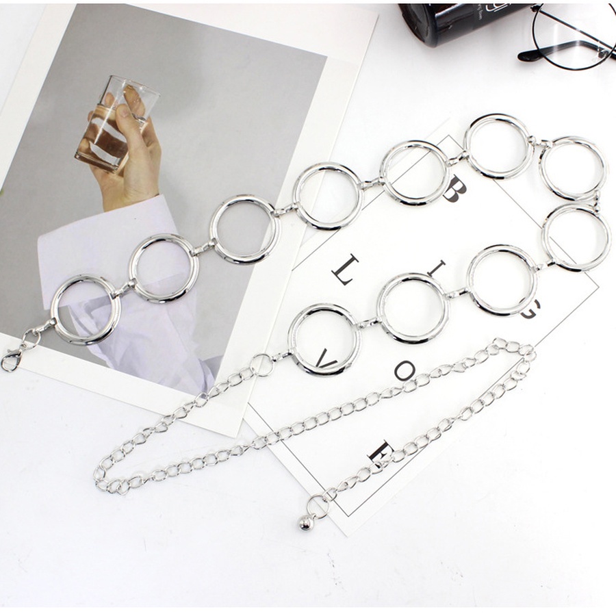 Thắt lưng phối vòng kim loại thời trang Hàn Quốc