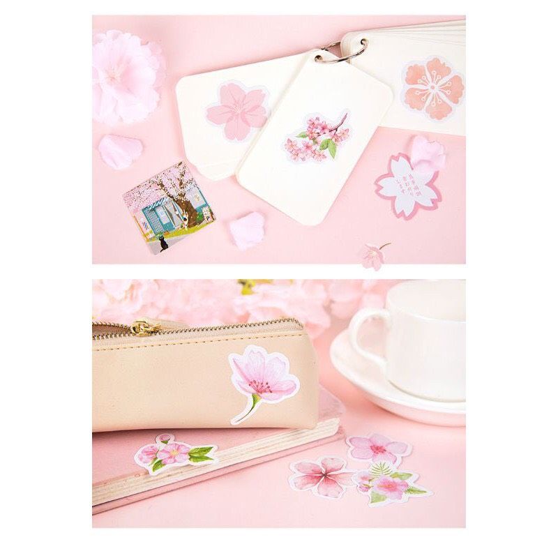 Combo sticker dán bình nước bàn phím điện thoại và dây thun cột tóc