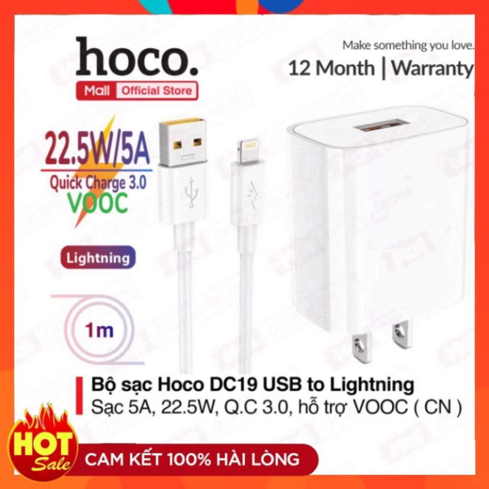 Bộ Sạc Nhanh iphon Hoco DC19. Sạc Nhanh 5A/22.5W, Quick charge 3.0, Hỗ Trợ Sạc VOOC (THẢO PHI CAM KẾT CHẤT LƯỢNG)