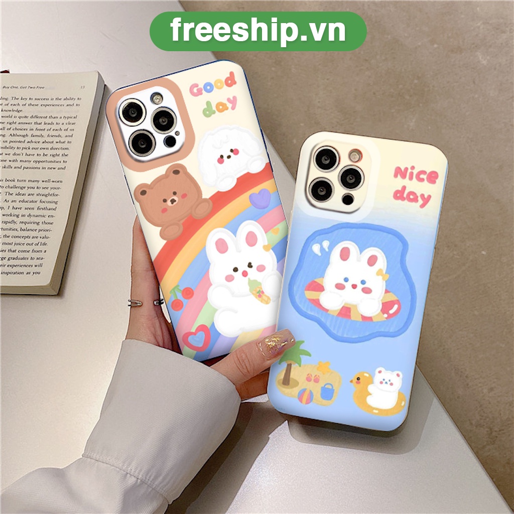 Ốp điện thoại iphone Good day, Nice day thỏ gấu dễ thương ốp iphone6/6s/7/8/se2020/13/12/12Pro/Promax/x/xs/xr/xsmax BVC
