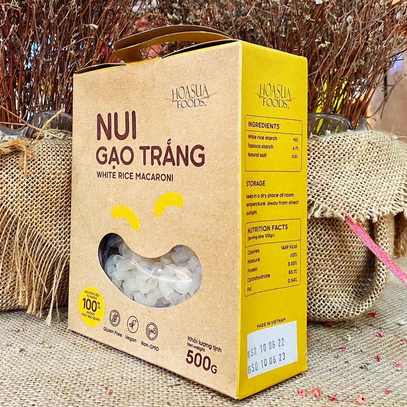 Nui gạo rau chùm ngây nui trắng nui lứt Hoa Sữa 500g