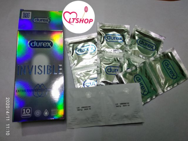 Bao Cao Su Durex Invisible Extra Thin Hộp 10 Cái