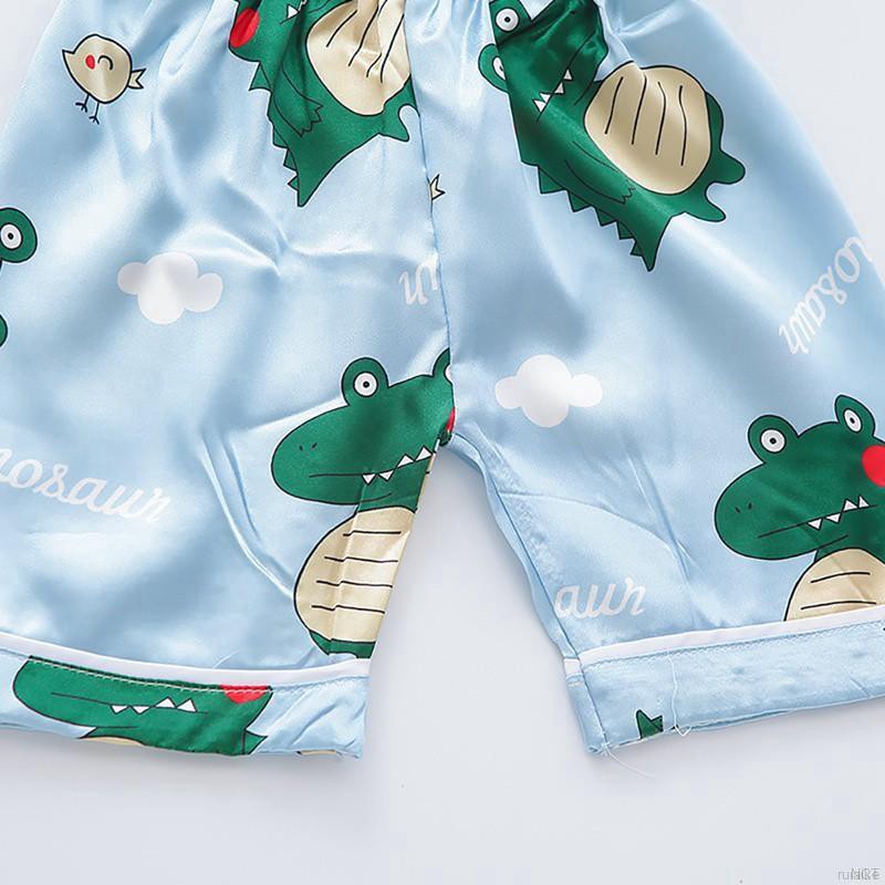 Bộ Đồ Ngủ Pijama Ngắn Tay In Hình Dễ Thương Cho Bé