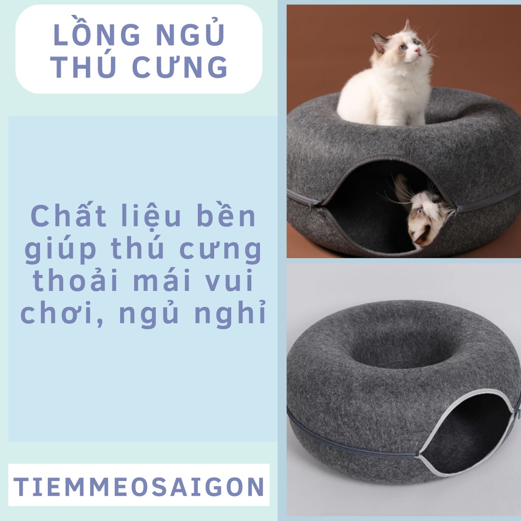 Hang Mèo Đồ Chơi Chó Mèo Xám Đậm Xám Nhạt Lồng Ngủ Chó Mèo Hang Chơi Trốn Tìm Chó Mèo Phụ Kiện Chó Mèo