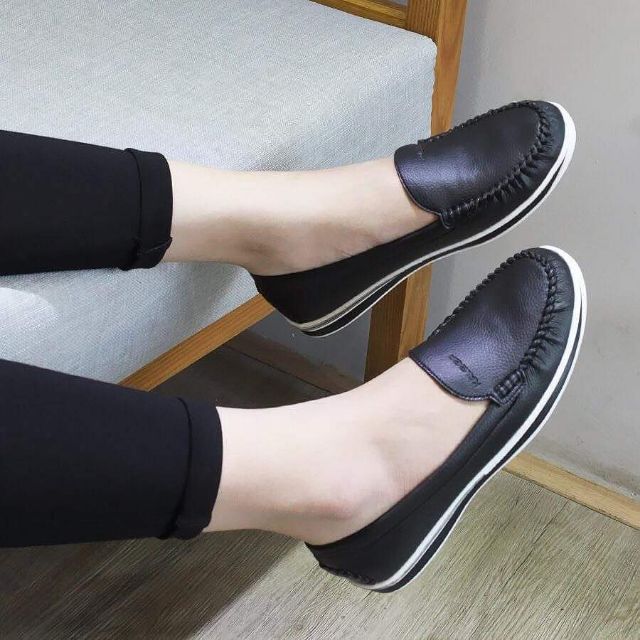 Sale 380k-( Ảnh thật)Giày mọi slip on - moca kaleea da bò nữ các màu | BigBuy360 - bigbuy360.vn