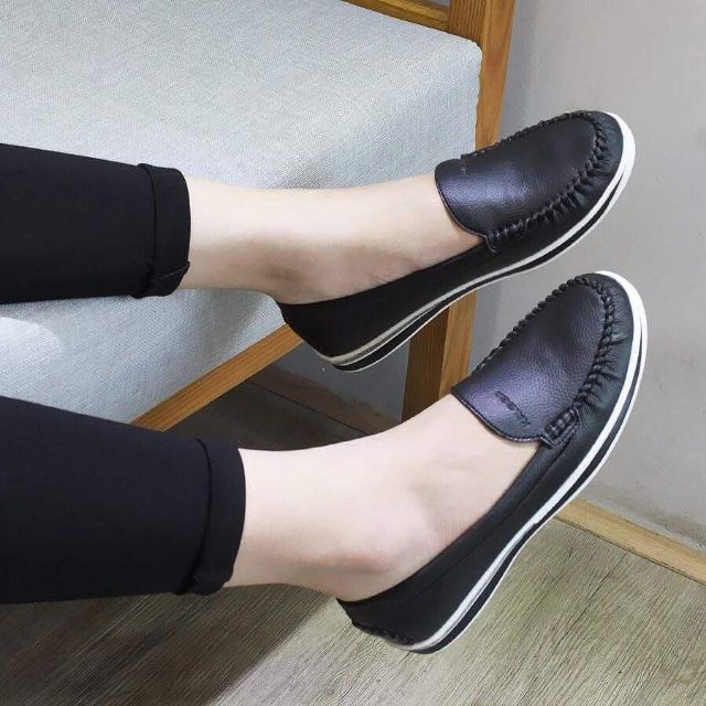 Sale 380k-( Ảnh thật)Giày mọi slip on - moca kaleea da bò nữ các màu