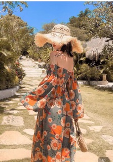 ĐẦM MAXI HOA BẸT VAI (KÈM HÌNH THẬT)