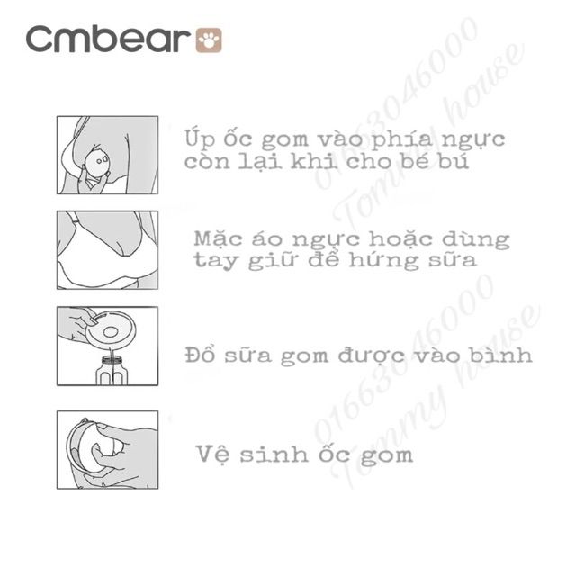 Hộp 2 phễu hứng sữa Cmbear dùng thay miếng lót thấm sữa