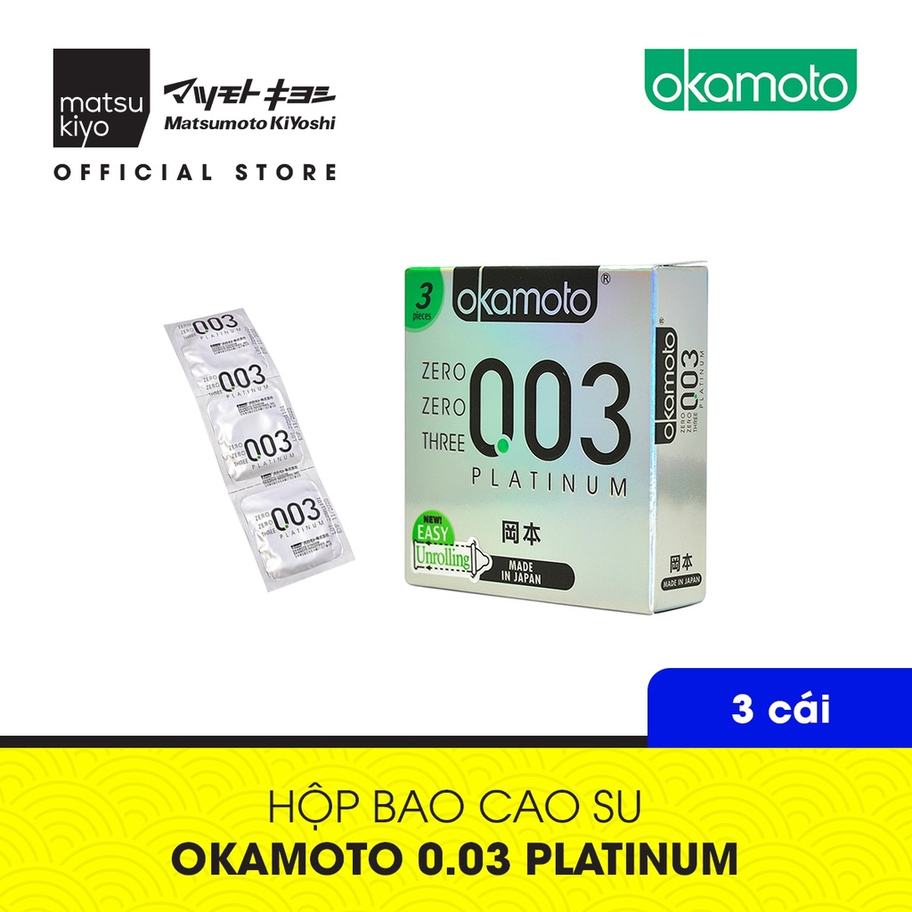 [Mã BMBAU50 giảm 7% đơn 99K] Bao Cao Su Okamoto 0.03 Platinum Trong Suốt Mềm Mại 3 Cái matsukiyo