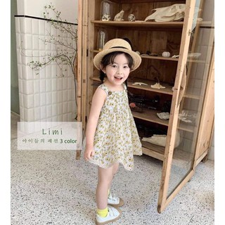 Váy 2 dây cho bé mẫu hoa nhí vintage hàng loại 1 chất mát họa tiết xinh xắn có size từ 8 đến 22 kg, váy bé gái