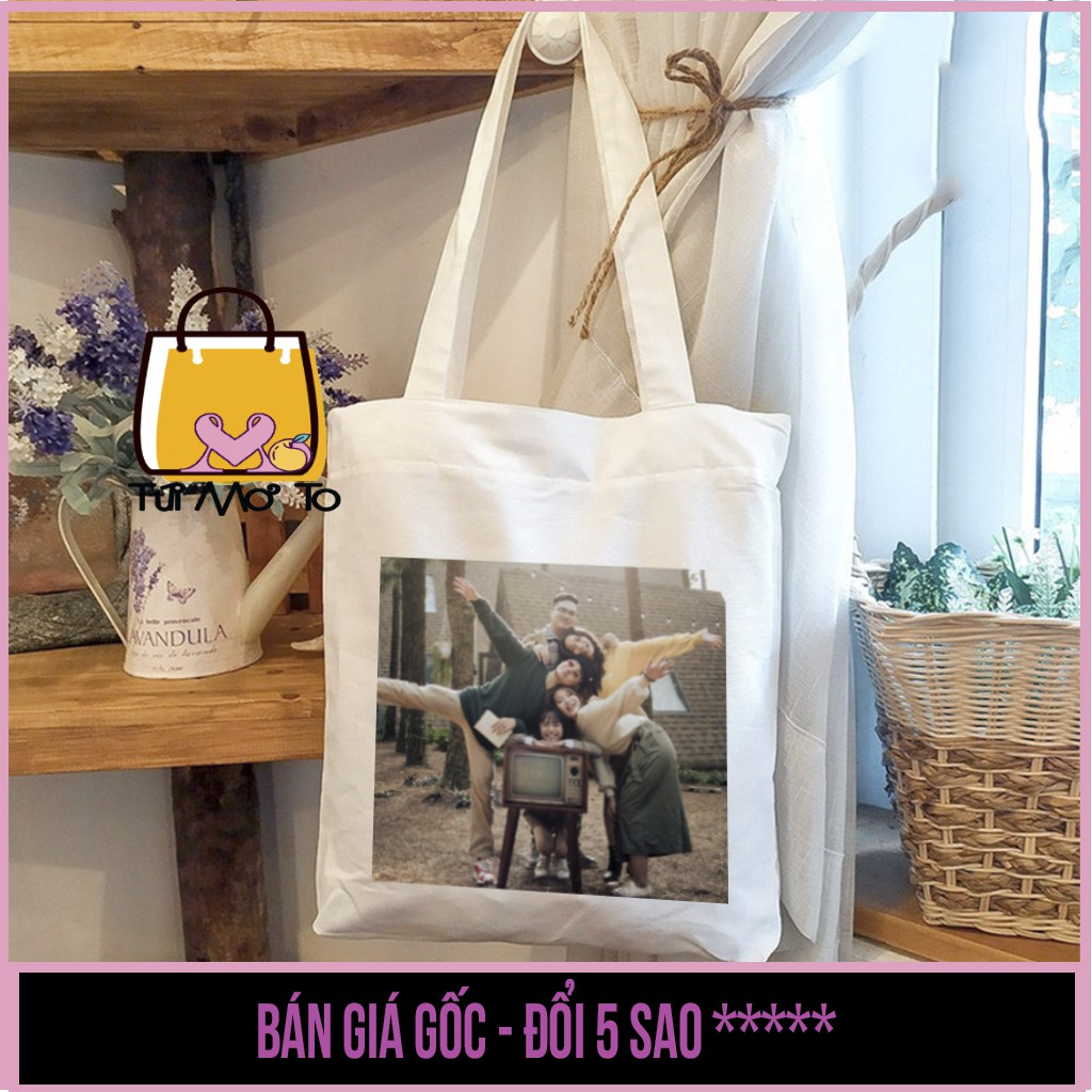 Túi tote VUÔNG THEO YÊU CẦU - Túi canvas - Túi Vải có khóa kéo - Túi Mơ To store