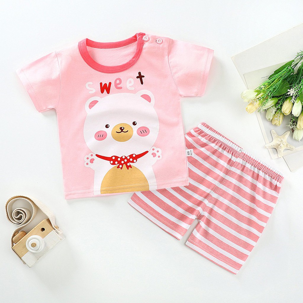 Bộ quần áo cộc tay cho bé trai và gái chất liệu cotton thoáng mát,hàng QUẢNG CHÂU chất lượng cao