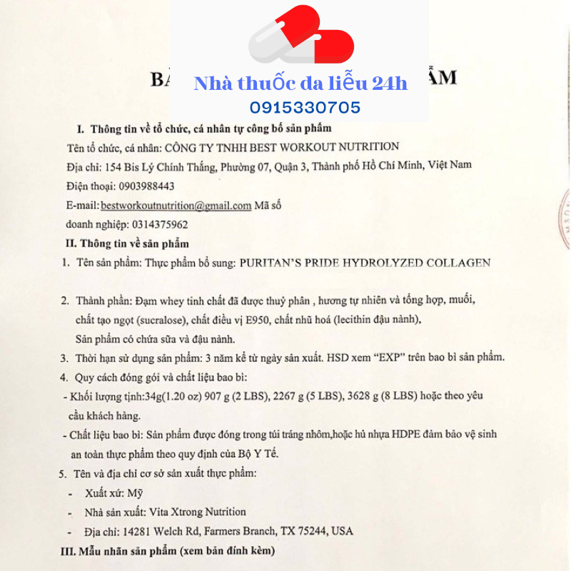 Viên Bổ Sung Puritan's Pride Hydrolyzed Collagen Đẹp Da 180 Viên