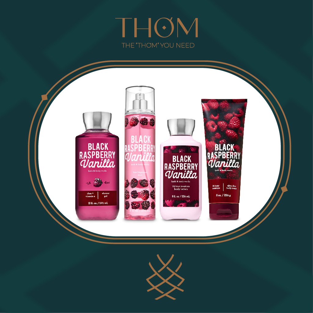 BLACK RASPBERRY VANILLA | Sản Phẩm Tắm Dưỡng Xịt Thơm Toàn Thân Bath & Body Works