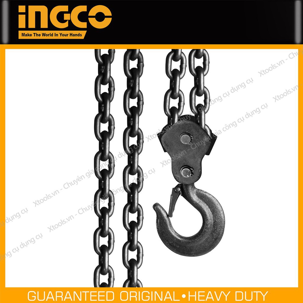 Palang xích treo cao cấp INGCO 1-2 tấn x 3m ba lăng ròng rọc xích kéo vận chuyển nâng di vật nặng hàng hoá cồng kềnh