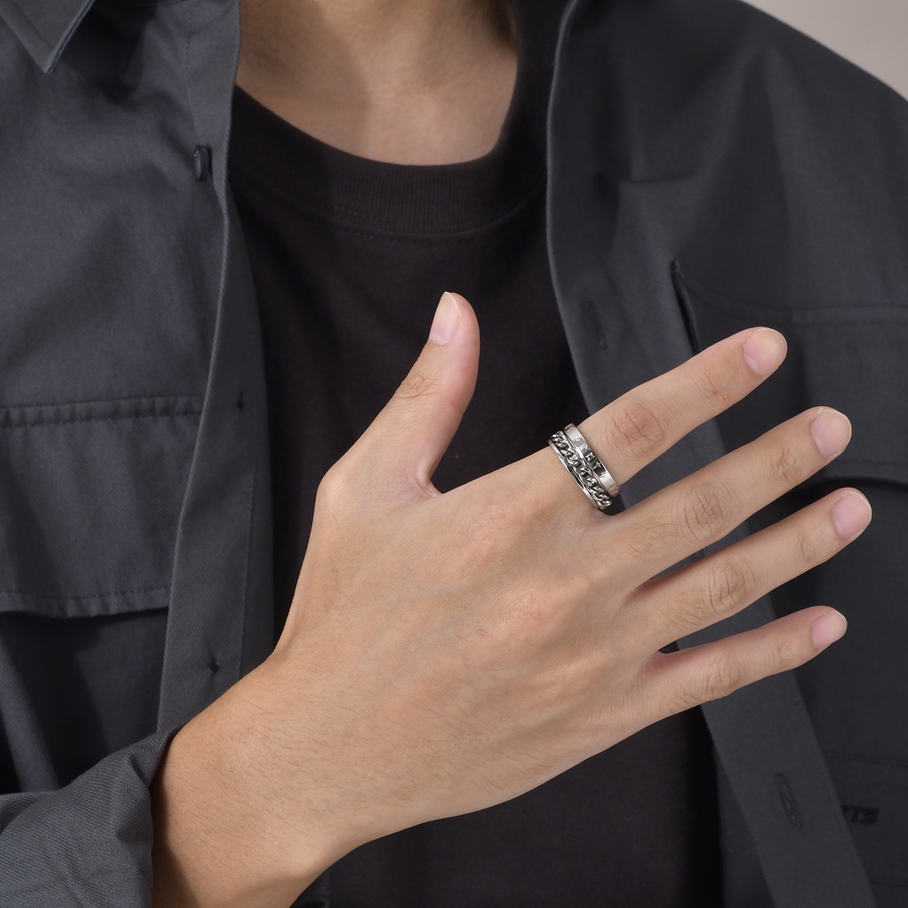 Nhẫn Xoay 8mm Màu Đen / Vàng / Bạc Phong Cách Viking Thời Trang Cho Nam