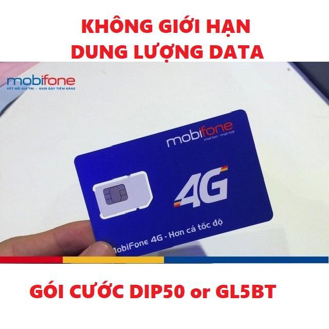 [DATA KHỦNG ] 1 tỷ GB SIM 4G Mobifone Không giới hạn dung lượng Gói DIP50 VÀ BL5GT (50k/tháng)