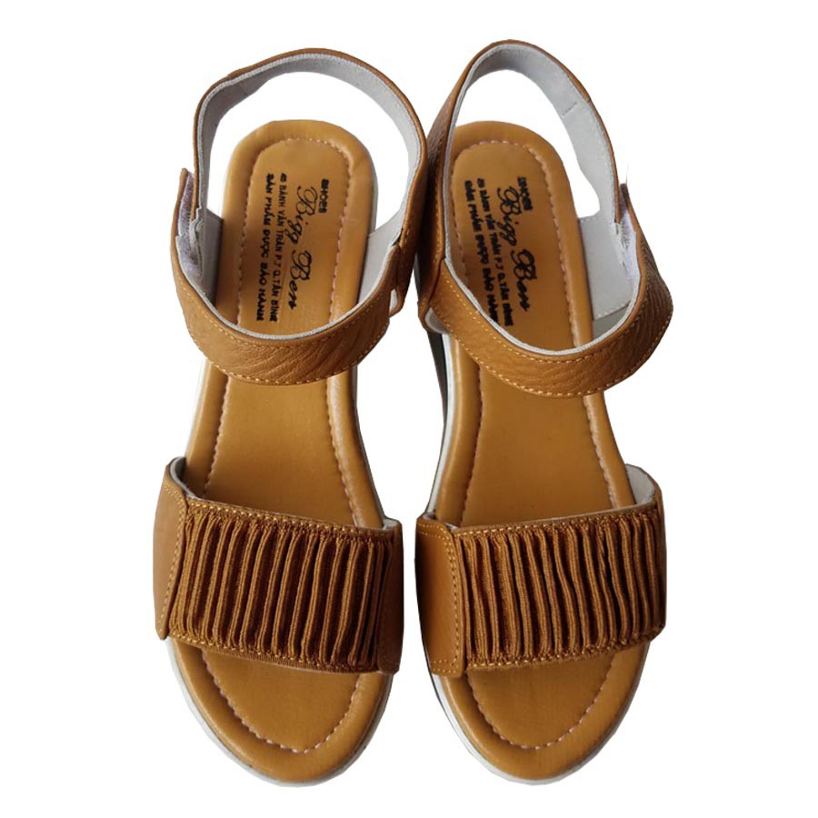 Giày Sandal Đế Xuồng Nữ BIGBEN Da Bò Thật GĐX19