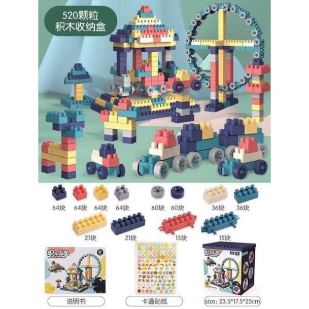 Bộ đồ chơi lego 520 chi tiết phát triển trí não sáng tạo cho bé ( tuyển khách sỉ)