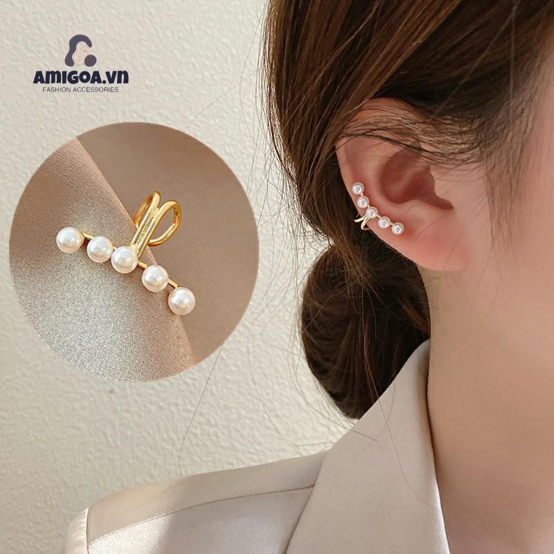 ✨✨Khuyên Tai Dạng Kẹp Chữ U Đính Ngọc Trai Cao Cấp Không Cần Xỏ Lỗ Cho Nữ