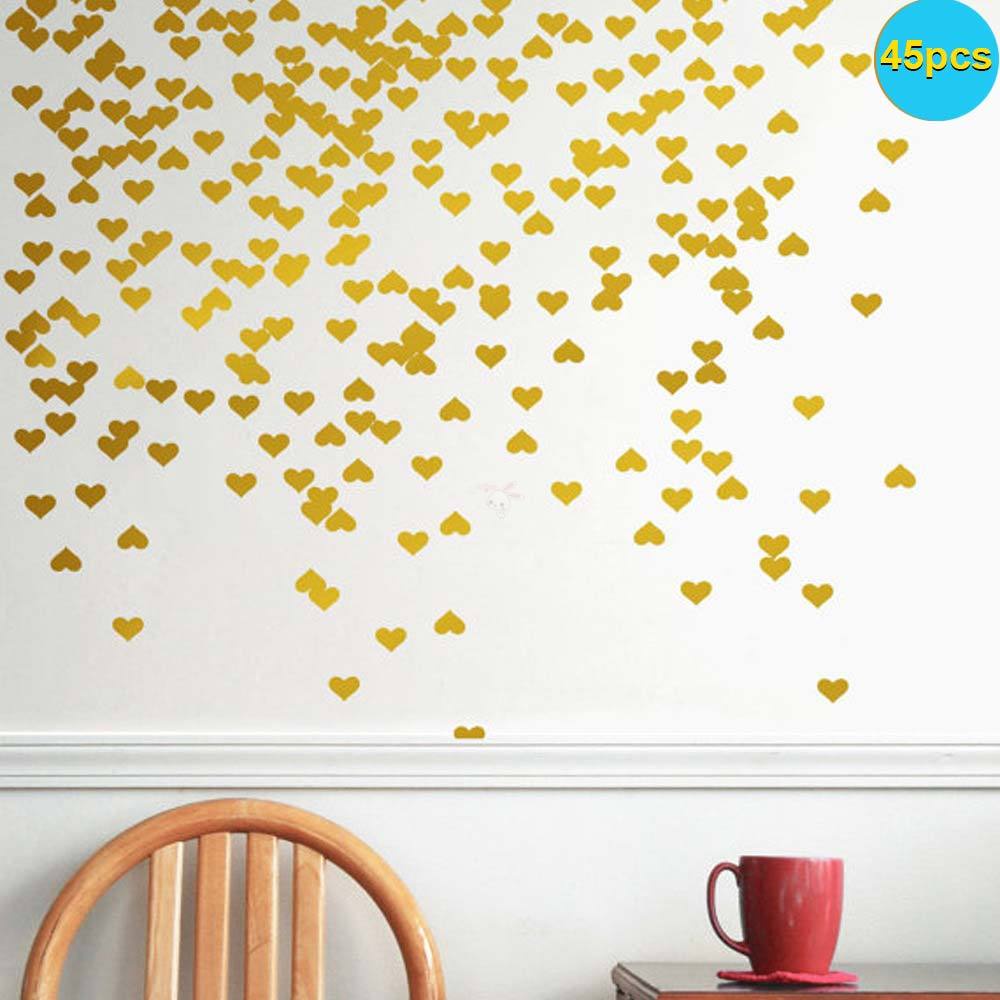 Set 45 Miếng Dán Tường Trang Trí Hình Trái Tim Xinh Xắn